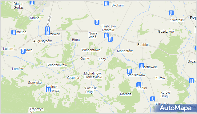 mapa Łazy gmina Zagórów, Łazy gmina Zagórów na mapie Targeo
