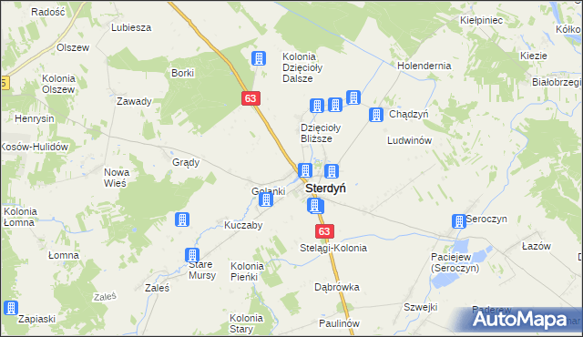 mapa Lebiedzie gmina Sterdyń, Lebiedzie gmina Sterdyń na mapie Targeo
