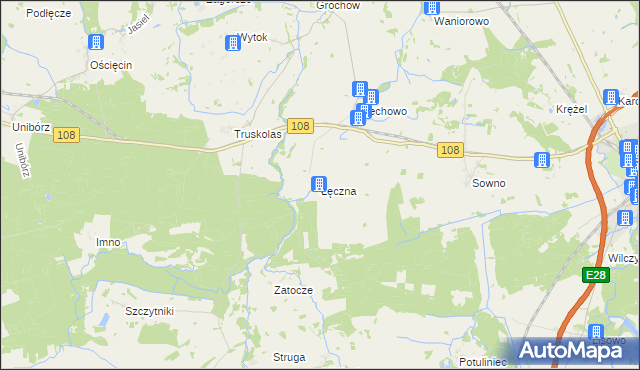 mapa Łęczna gmina Płoty, Łęczna gmina Płoty na mapie Targeo