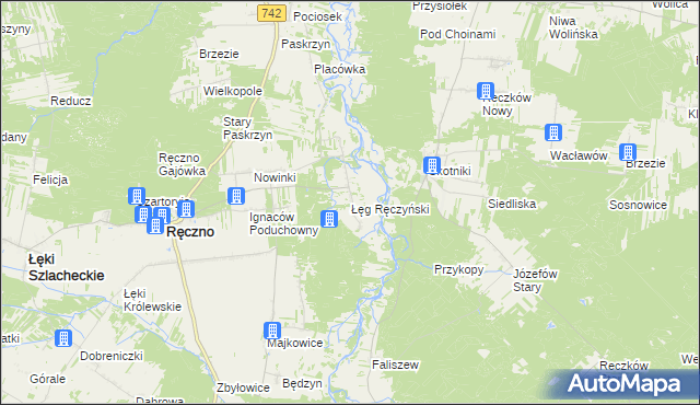 mapa Łęg Ręczyński, Łęg Ręczyński na mapie Targeo