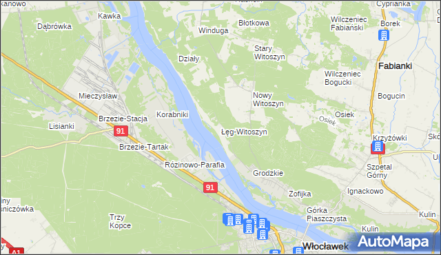 mapa Łęg-Witoszyn, Łęg-Witoszyn na mapie Targeo