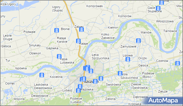 mapa Łęka Szczucińska, Łęka Szczucińska na mapie Targeo