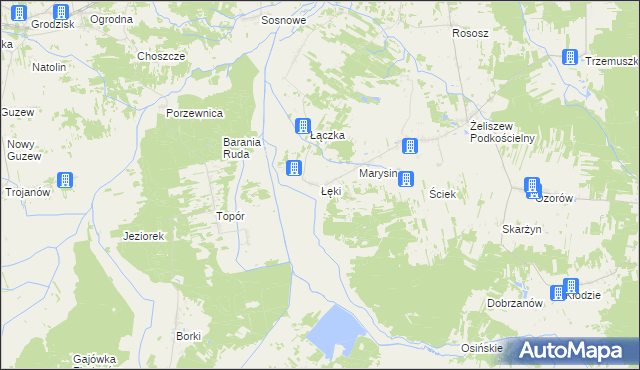 mapa Łęki gmina Kotuń, Łęki gmina Kotuń na mapie Targeo