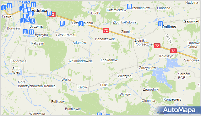 mapa Leokadiew, Leokadiew na mapie Targeo