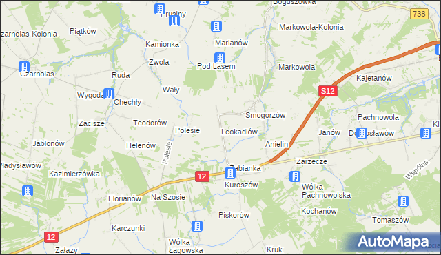 mapa Leokadiów, Leokadiów na mapie Targeo