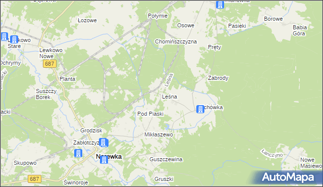 mapa Leśna gmina Narewka, Leśna gmina Narewka na mapie Targeo