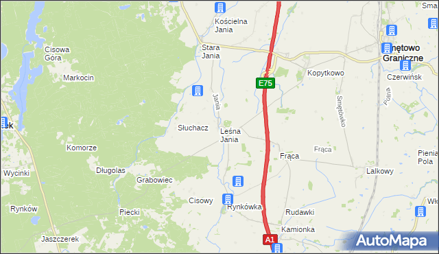 mapa Leśna Jania, Leśna Jania na mapie Targeo