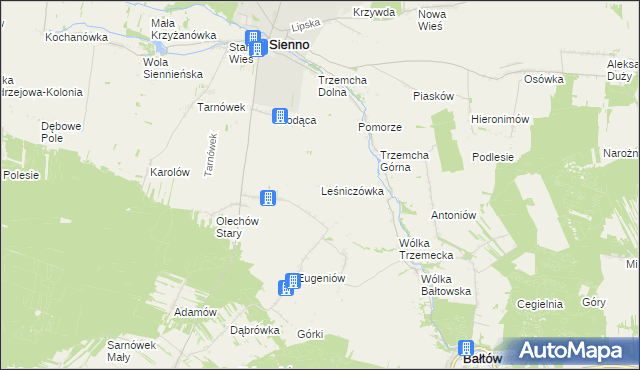 mapa Leśniczówka gmina Sienno, Leśniczówka gmina Sienno na mapie Targeo