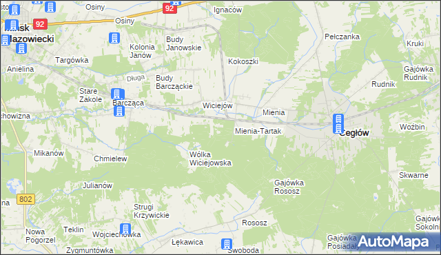 mapa Leśniczówka Mienia, Leśniczówka Mienia na mapie Targeo