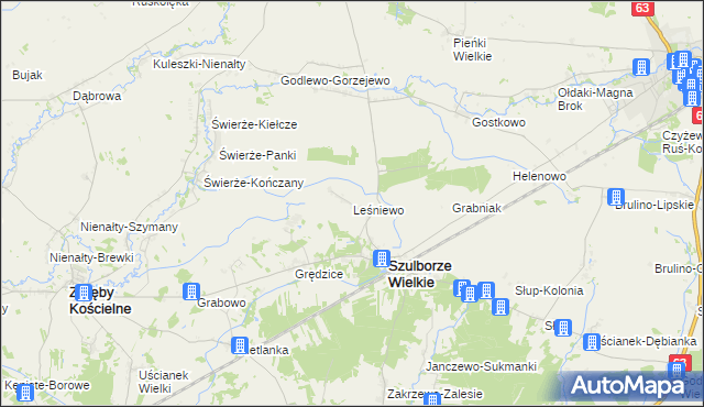 mapa Leśniewo gmina Szulborze Wielkie, Leśniewo gmina Szulborze Wielkie na mapie Targeo