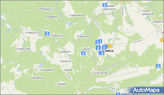 mapa Leśnik gmina Cewice, Leśnik gmina Cewice na mapie Targeo