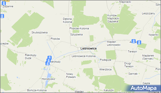 mapa Leśniowice, Leśniowice na mapie Targeo