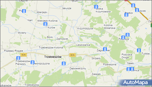 mapa Leszczanka gmina Trzebieszów, Leszczanka gmina Trzebieszów na mapie Targeo