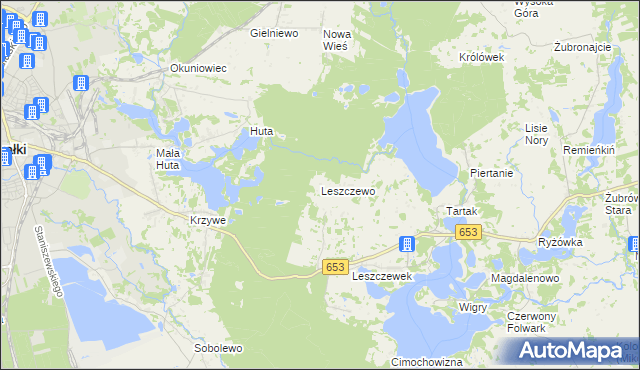 mapa Leszczewo gmina Suwałki, Leszczewo gmina Suwałki na mapie Targeo