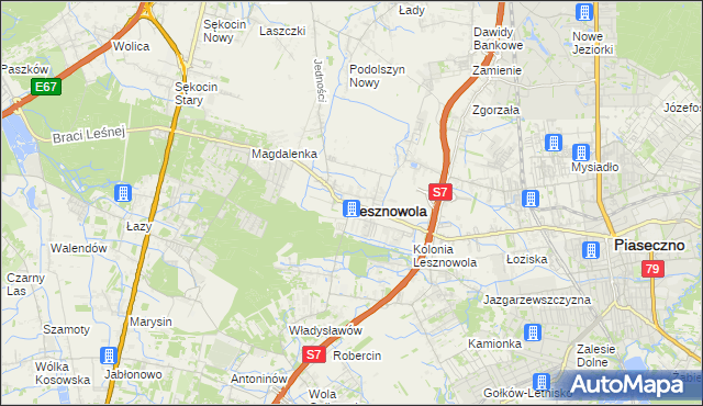 mapa Lesznowola powiat piaseczyński, Lesznowola powiat piaseczyński na mapie Targeo