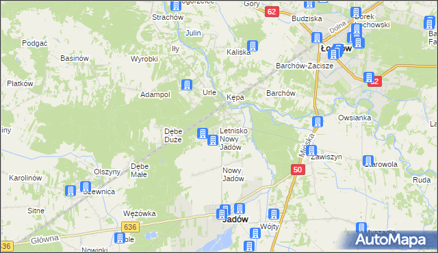 mapa Letnisko Nowy Jadów, Letnisko Nowy Jadów na mapie Targeo