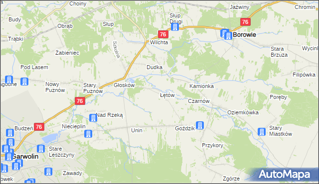 mapa Łętów, Łętów na mapie Targeo