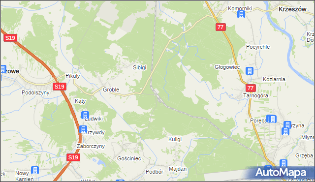 mapa Łętownia gmina Jeżowe, Łętownia gmina Jeżowe na mapie Targeo