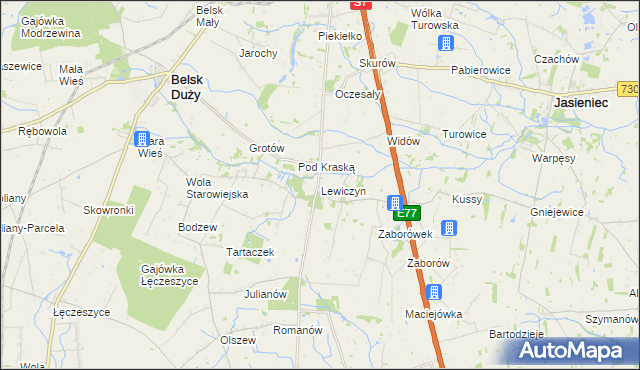 mapa Lewiczyn gmina Belsk Duży, Lewiczyn gmina Belsk Duży na mapie Targeo