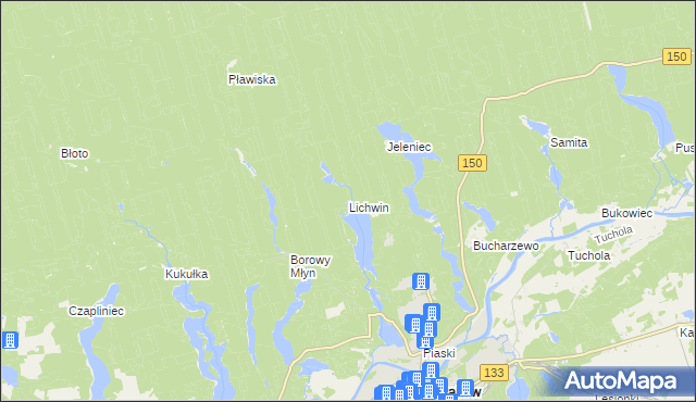 mapa Lichwin gmina Sieraków, Lichwin gmina Sieraków na mapie Targeo