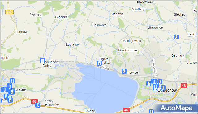 mapa Ligota Wielka gmina Otmuchów, Ligota Wielka gmina Otmuchów na mapie Targeo