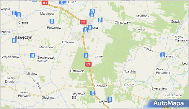 mapa Linne gmina Dobra, Linne gmina Dobra na mapie Targeo