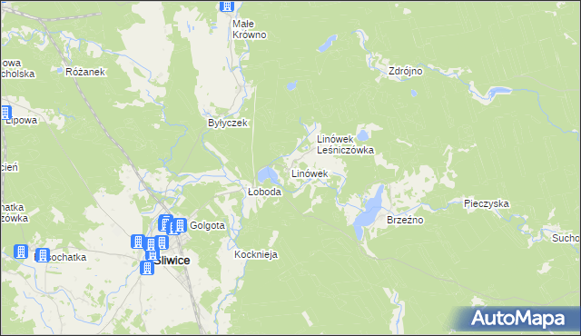 mapa Linówek gmina Śliwice, Linówek gmina Śliwice na mapie Targeo