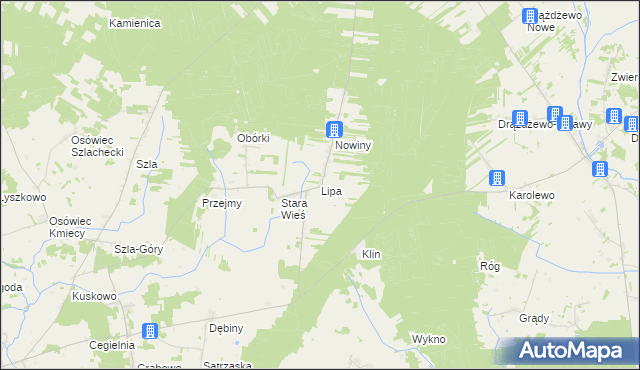 mapa Lipa gmina Jednorożec, Lipa gmina Jednorożec na mapie Targeo