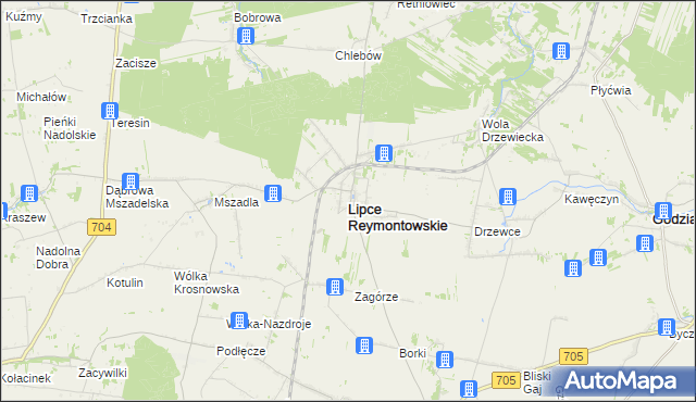 mapa Lipce Reymontowskie, Lipce Reymontowskie na mapie Targeo