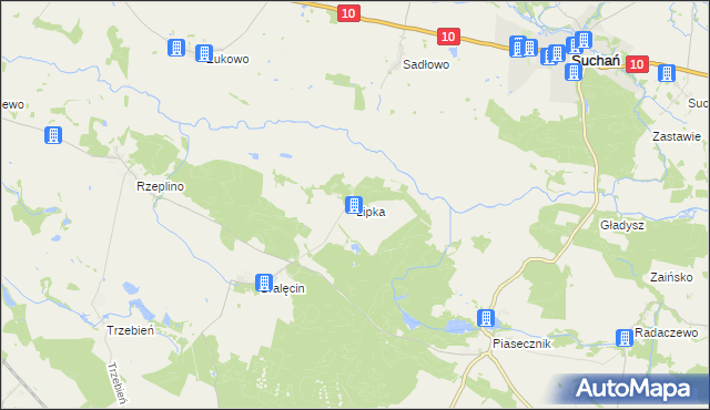 mapa Lipka gmina Dolice, Lipka gmina Dolice na mapie Targeo