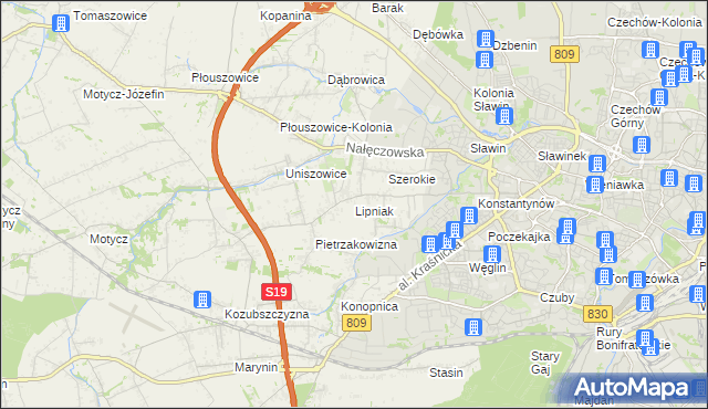 mapa Lipniak gmina Konopnica, Lipniak gmina Konopnica na mapie Targeo