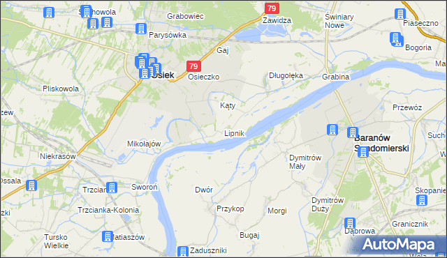 mapa Lipnik gmina Osiek, Lipnik gmina Osiek na mapie Targeo