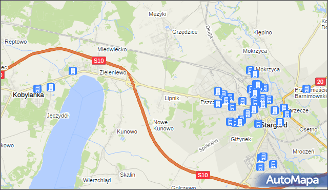 mapa Lipnik gmina Stargard, Lipnik gmina Stargard na mapie Targeo