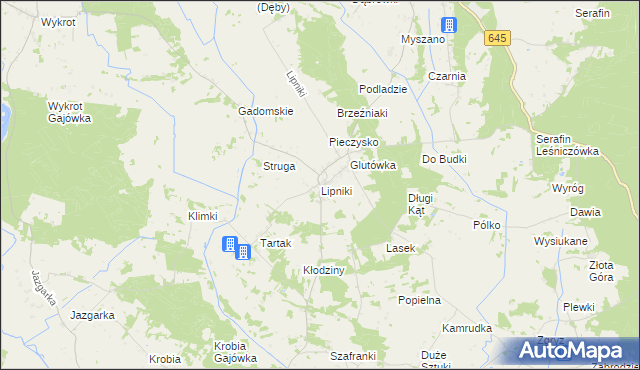 mapa Lipniki gmina Łyse, Lipniki gmina Łyse na mapie Targeo