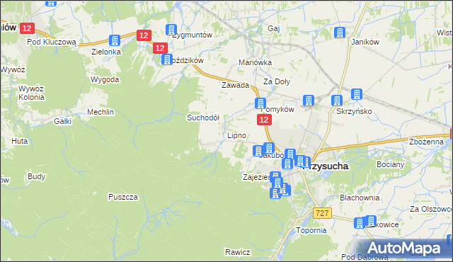 mapa Lipno gmina Przysucha, Lipno gmina Przysucha na mapie Targeo