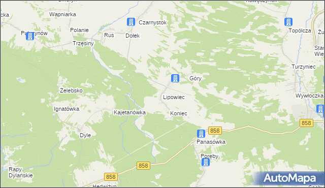 mapa Lipowiec gmina Tereszpol, Lipowiec gmina Tereszpol na mapie Targeo