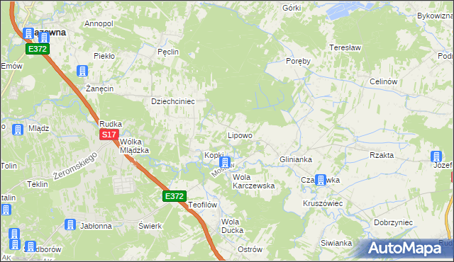 mapa Lipowo gmina Wiązowna, Lipowo gmina Wiązowna na mapie Targeo