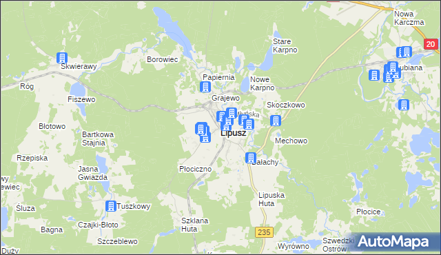 mapa Lipusz, Lipusz na mapie Targeo