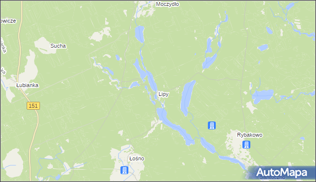 mapa Lipy gmina Kłodawa, Lipy gmina Kłodawa na mapie Targeo