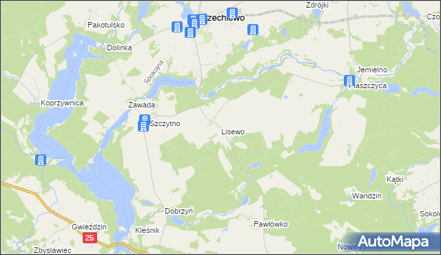 mapa Lisewo gmina Przechlewo, Lisewo gmina Przechlewo na mapie Targeo