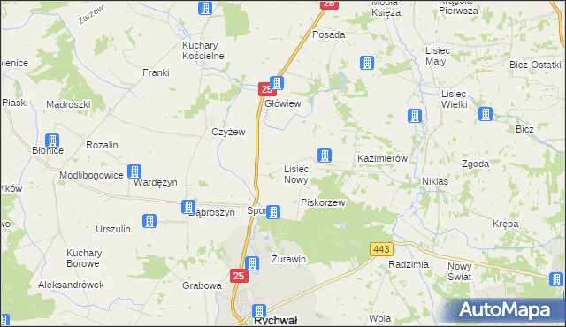 mapa Lisiec Nowy, Lisiec Nowy na mapie Targeo