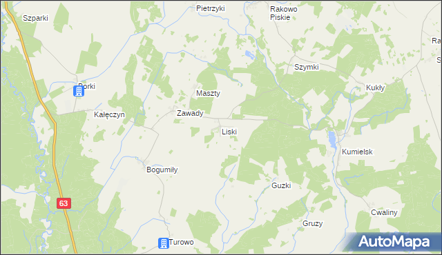 mapa Liski gmina Pisz, Liski gmina Pisz na mapie Targeo