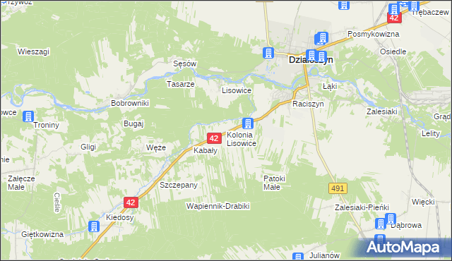 mapa Lisowice-Kolonia, Lisowice-Kolonia na mapie Targeo