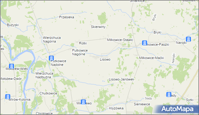 mapa Lisowo gmina Drohiczyn, Lisowo gmina Drohiczyn na mapie Targeo