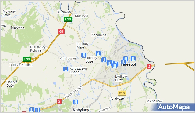 mapa Łobaczew Duży, Łobaczew Duży na mapie Targeo