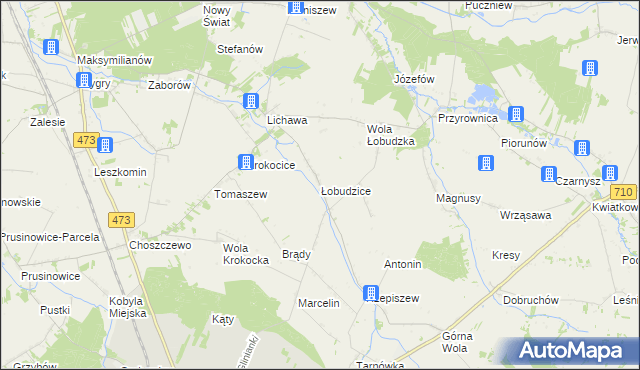 mapa Łobudzice gmina Szadek, Łobudzice gmina Szadek na mapie Targeo
