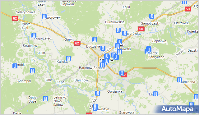 mapa Łochów powiat węgrowski, Łochów powiat węgrowski na mapie Targeo