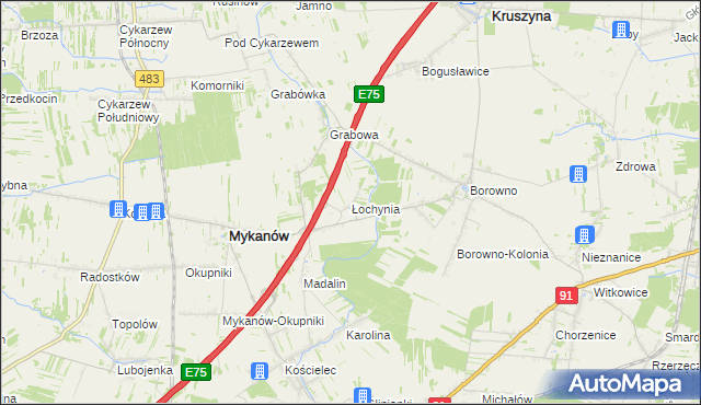 mapa Łochynia, Łochynia na mapie Targeo