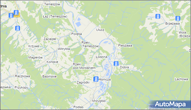 mapa Łodzina, Łodzina na mapie Targeo