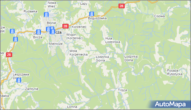 mapa Łodzinka Górna, Łodzinka Górna na mapie Targeo